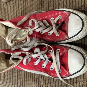 Converse Red and White Canvas Sneakers